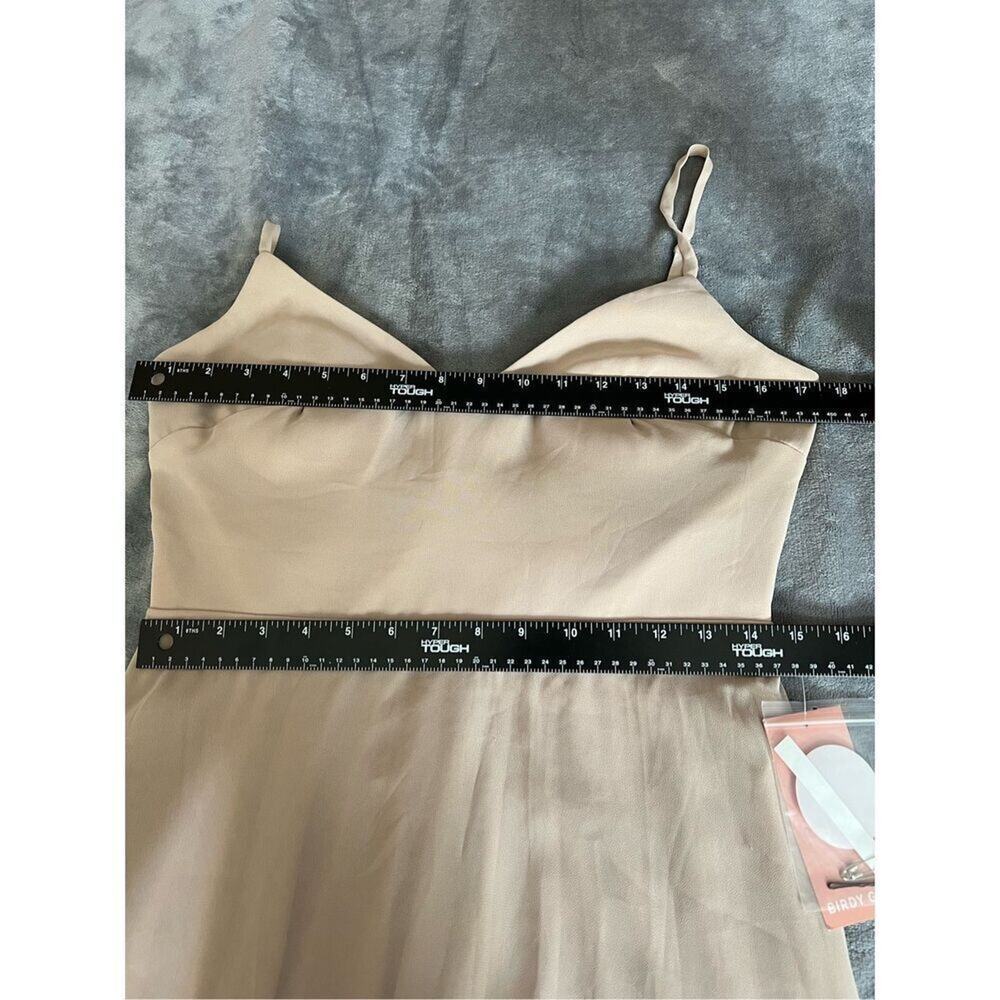Birdy Grey Dress Womens SZ M Taupe Devin Convertible Chiffon Maxi Dress NWT FLAW - Picture 7 of 10
